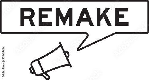 Megaphone icon with speech bubble in word remake on white background