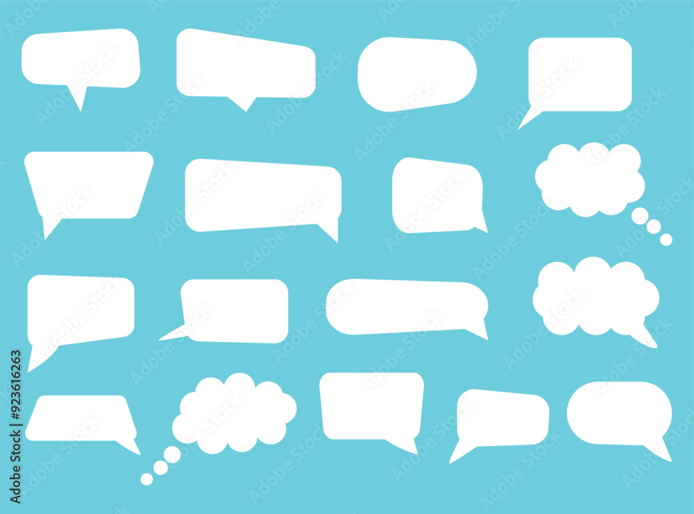 Set of speak bubble text, chatting box, message box outline cartoon vector illustration design. Balloon doodle style of thinking sign symbol.
Set of speak bubble text, chatting box, message box outline cartoon vector illustration design. Balloon doodle style of thinking sign symbol.