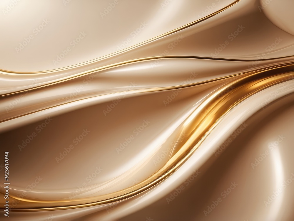 Fototapeta premium Abstract Background with Golden Curves and Beige Surface