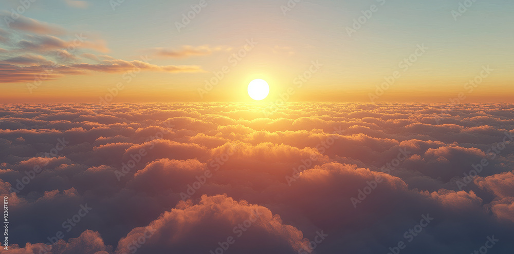 A mesmerizing sunrise over a vast expanse of clouds with the horizon aglow, symbolizing the promise of a new day and nature�s ethereal beauty in a serene sky landscape. A mesmerizing sunrise over a vast expanse of clouds with the horizon aglow, symbolizing the promise of a new day and nature�s ethereal beauty in a serene sky landscape.