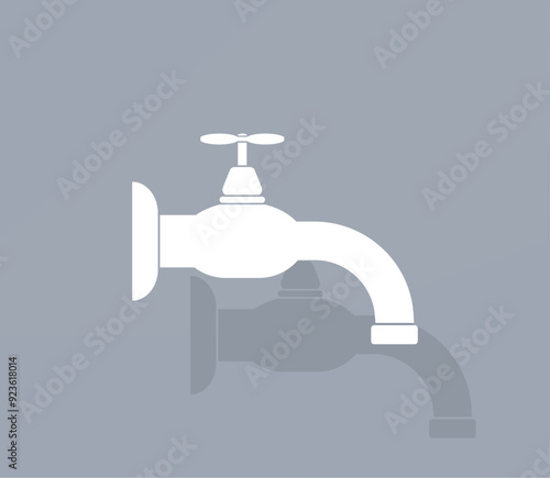 Vector icon of white color with shadow on gray background