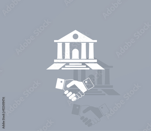 Vector icon of white color with shadow on gray background