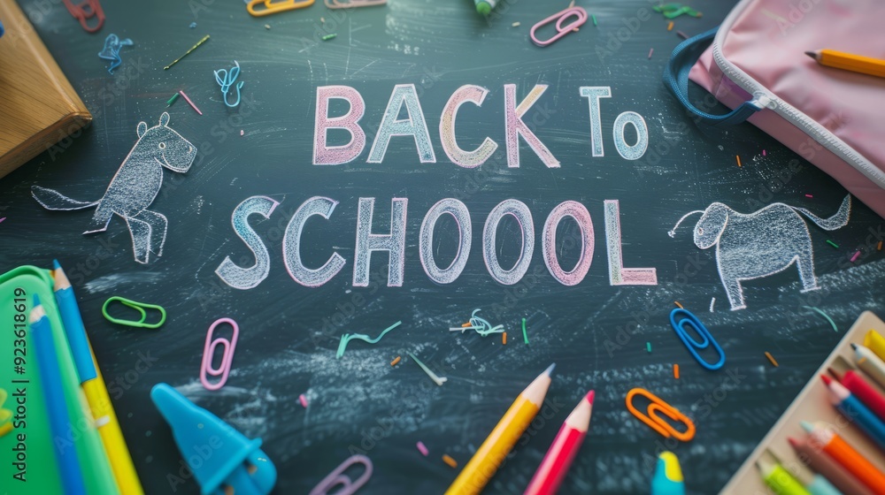 A chalk board with the words back to school written on it A chalk board with the words back to school written on it