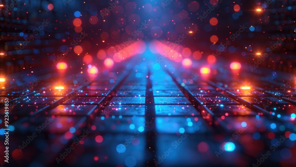 Cyberpunk Pathway with Glowing Lights and Sparkle Cyberpunk Pathway with Glowing Lights and Sparkle