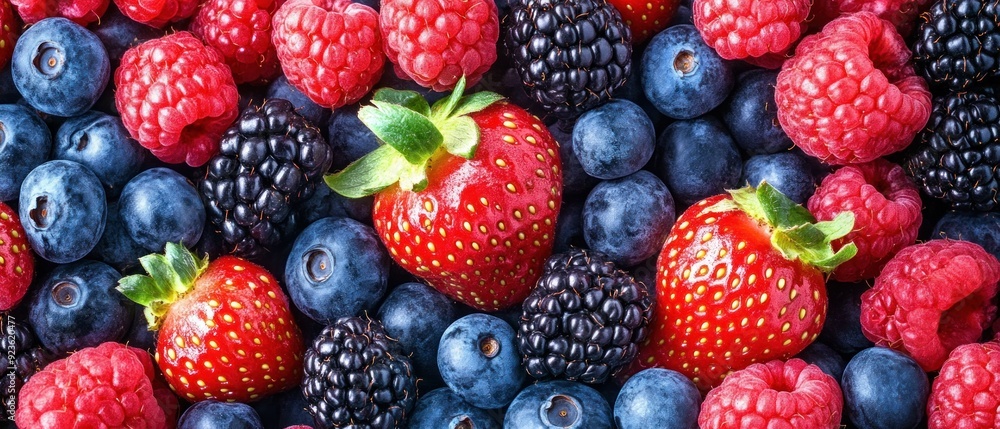 A Close-Up View of a Variety of Fresh Berries A Close-Up View of a Variety of Fresh Berries