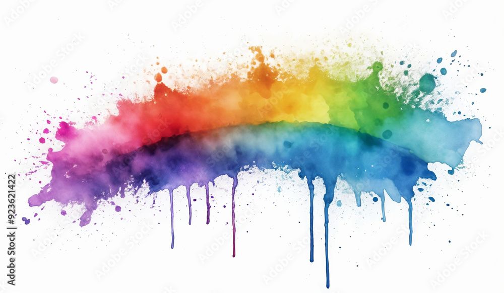 Fototapeta premium Rainbow watercolor splash on white