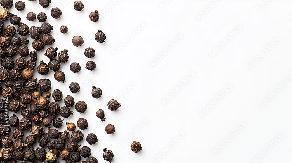 Black Pepper Spices Condiment with Copy Space on an Isolated White Background Black Pepper Spices Condiment with Copy Space on an Isolated White Background