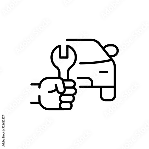 Car repair outline icons, minimalist vector illustration ,simple transparent graphic element .Isolated on white background