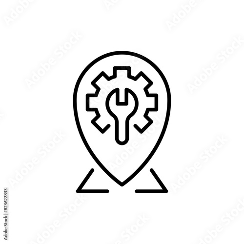 Repair location outline icons, minimalist vector illustration ,simple transparent graphic element .Isolated on white background