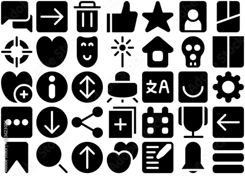 Set Of Web Comic Solid Icons Silhouette Vector Logo Design Containing Online,Comic,Web,Entertainment,Cartoon Outline Icons Collection. Simple Vector Illustration photo