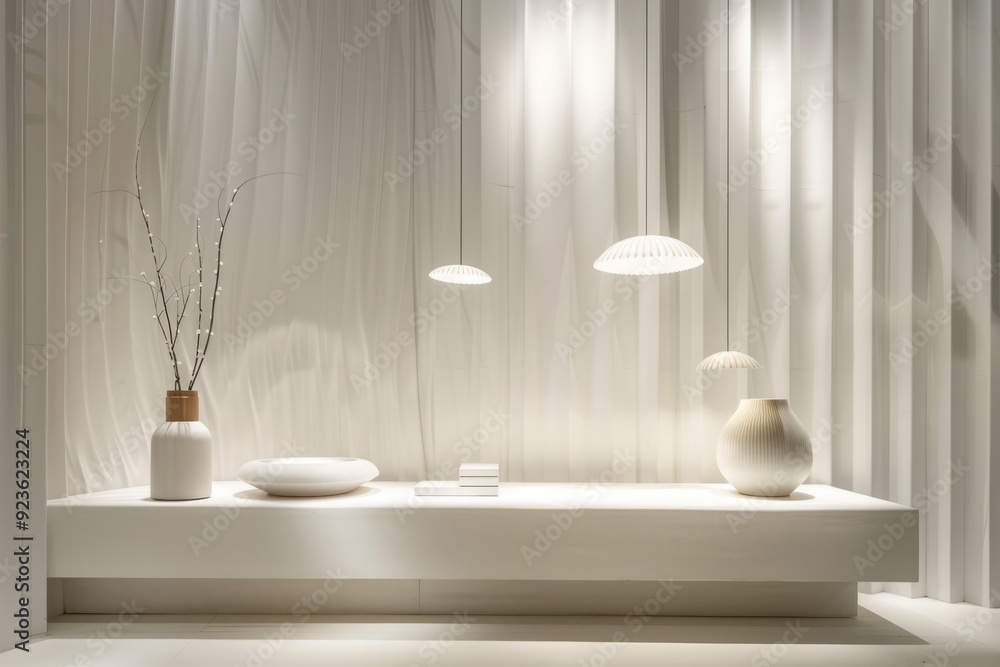 Minimal product display with clean lines and elegant lighting Minimal product display with clean lines and elegant lighting