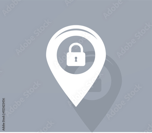 Vector icon of white color with shadow on gray background