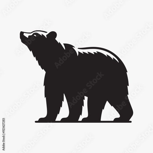 A striking vector illustration of a bear perched majestically, its intricate plumage rendered in elegant black and white. rtwork