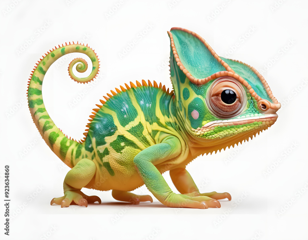 Fototapeta premium green chameleon on a white background