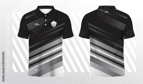Black polo sport shirt sublimation jersey template design mockup