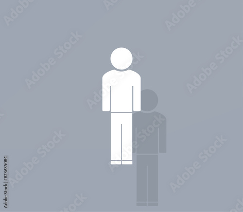 Vector icon of white color with shadow on gray background