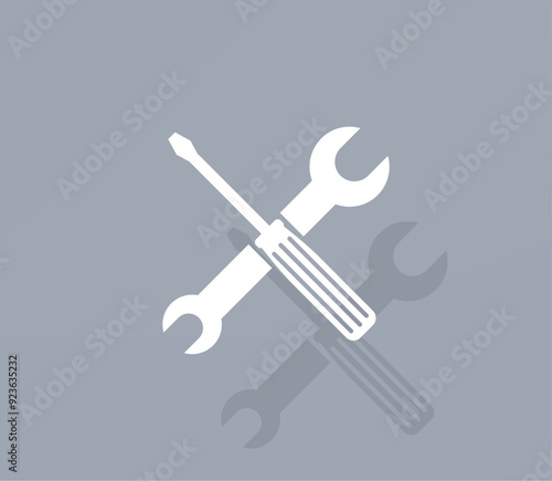 Vector icon of white color with shadow on gray background