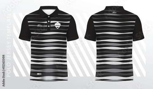 Black polo sport shirt sublimation jersey template design mockup