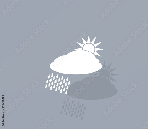 Vector icon of white color with shadow on gray background