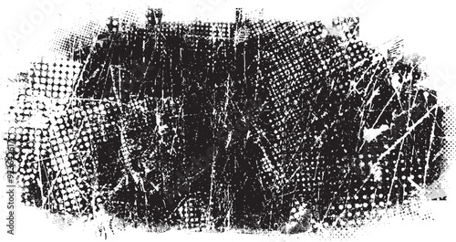 Glitch distorted grange shape . Noise grungy logo . Trendy defect error shapes . Glitched frame .Grunge textured . Distressed effect .Vector shapes