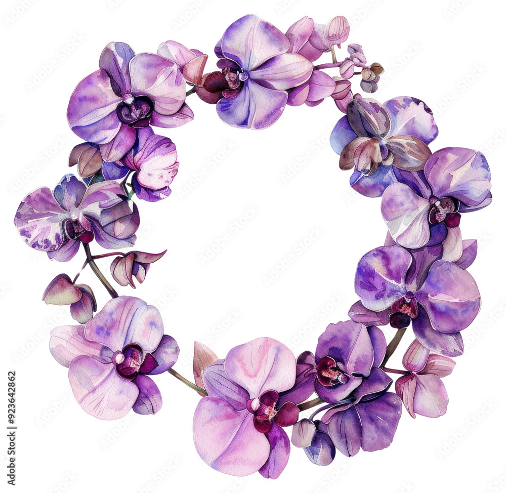 PNG Elegant purple orchid floral wreath PNG Elegant purple orchid floral wreath