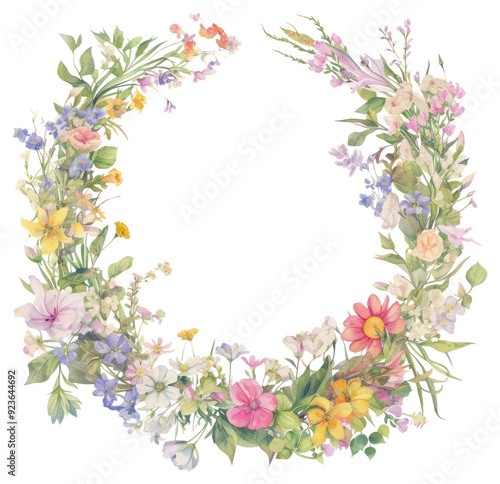 PNG Delicate floral wreath illustration