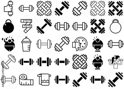 Mega Set Of Vector Fitness Healthy Lifestyle Icons Collection Isolated Silhouette Solid Icons Including Halteres,Gym,Sport,Fitness,Dumbbell Vector Icons Illustration Collection photo