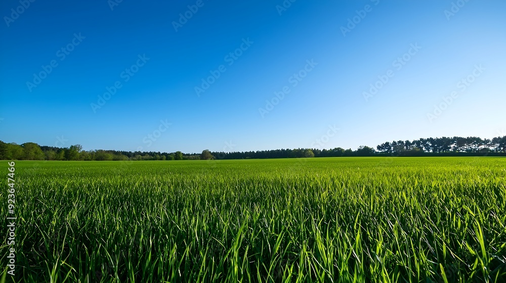 Lush Countryside Landscape with Verdant Fields under Clear Blue Sky Lush Countryside Landscape with Verdant Fields under Clear Blue Sky