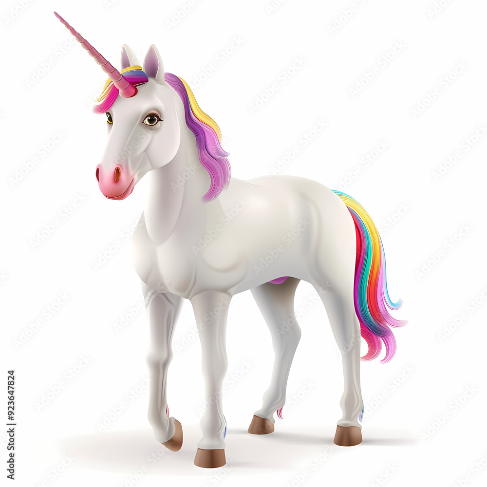 3D unicorn in white background vector image 3D unicorn in white background vector image