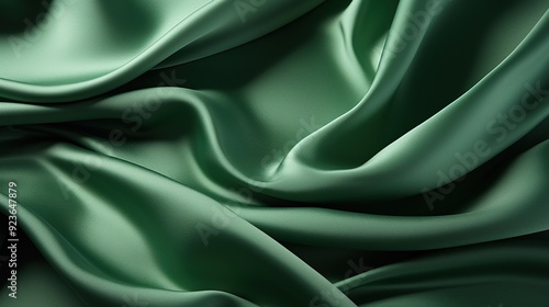 green fabric with large folds, abstract background