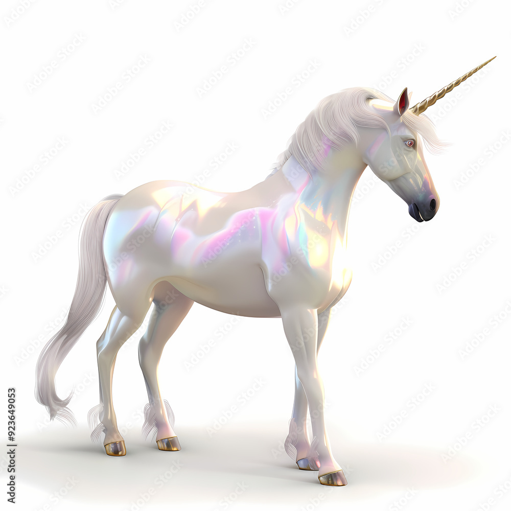 Naklejka premium 3D unicorn in white background vector image