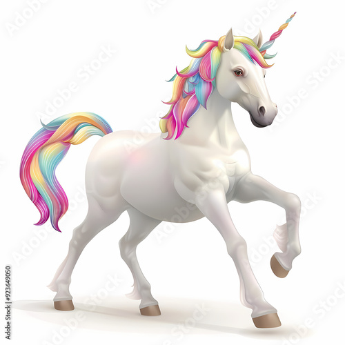 3D unicorn in white background vector image