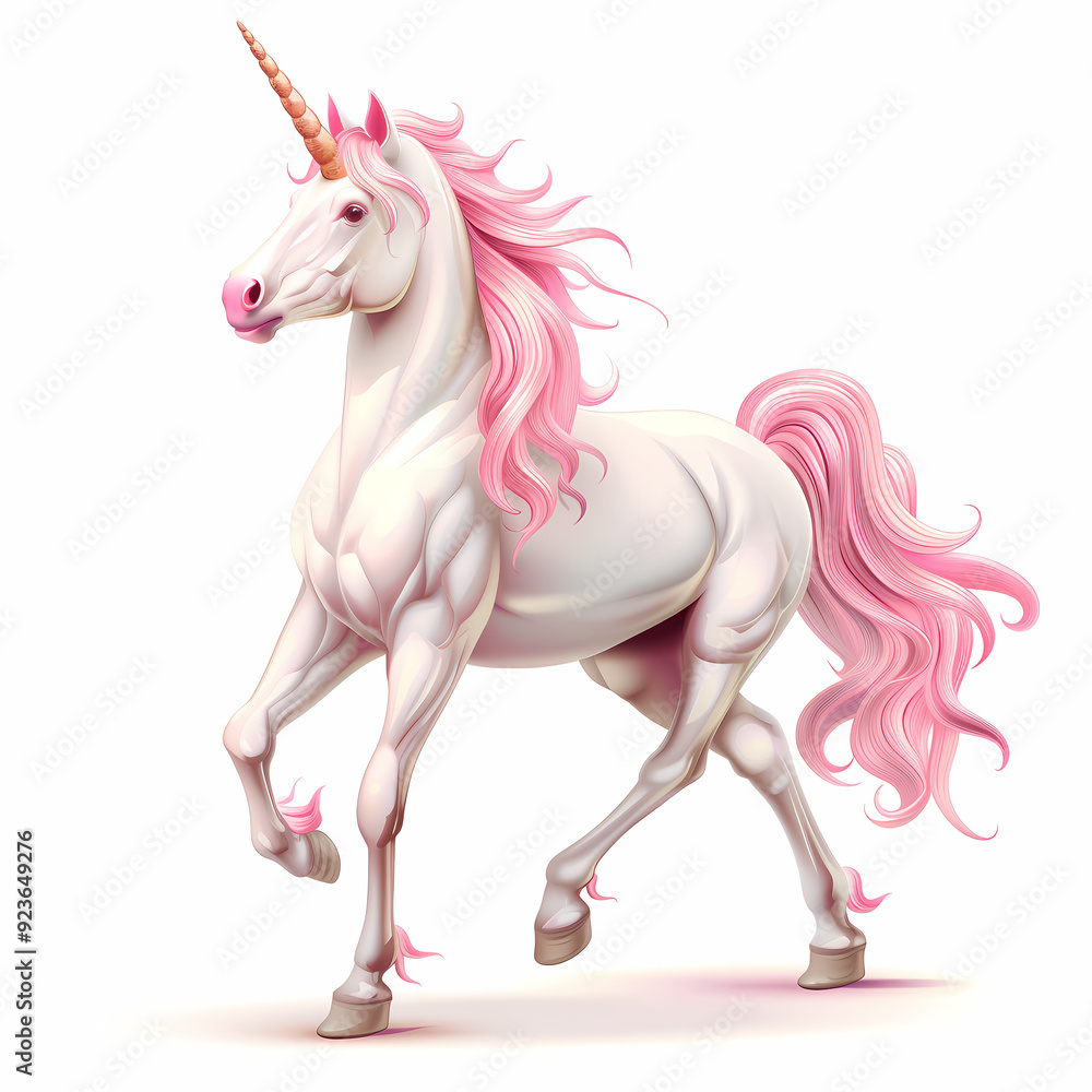 3D unicorn in white background vector image 3D unicorn in white background vector image