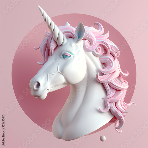 3D unicorn in white background vector image