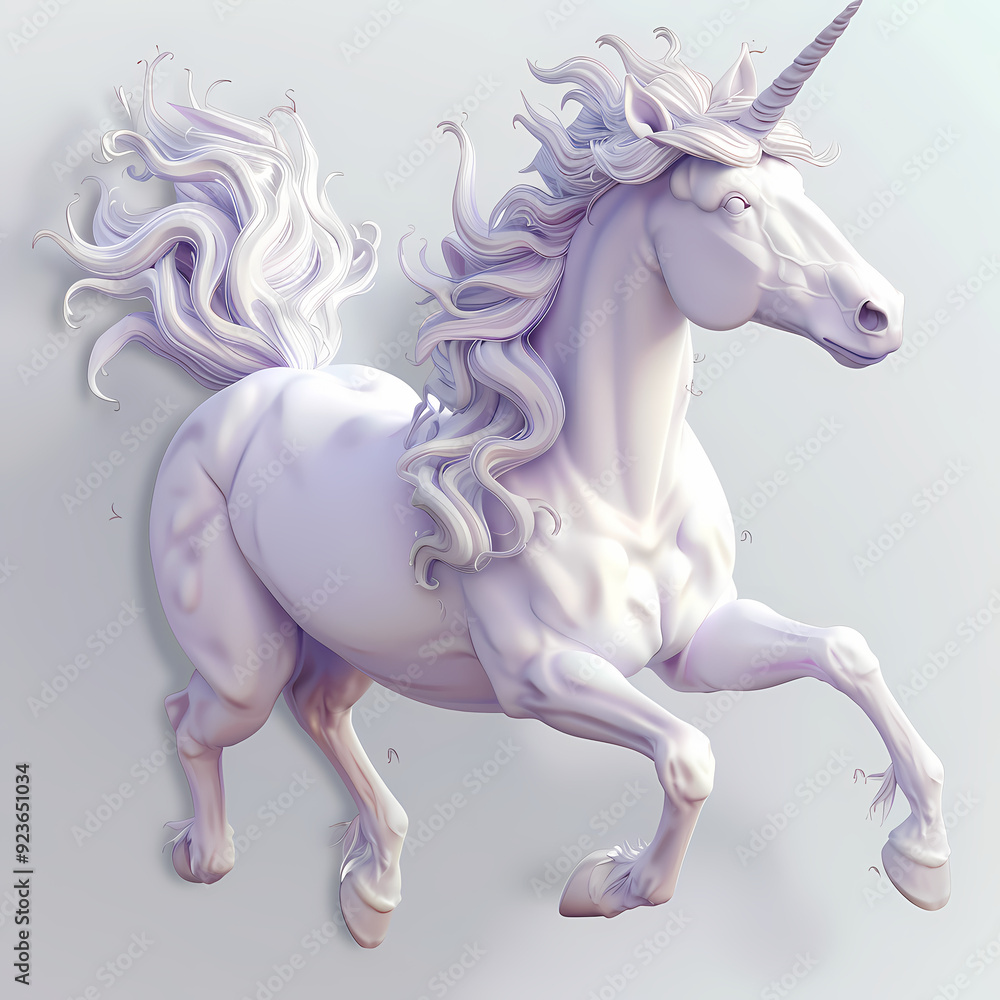 Naklejka premium 3D unicorn in white background vector image