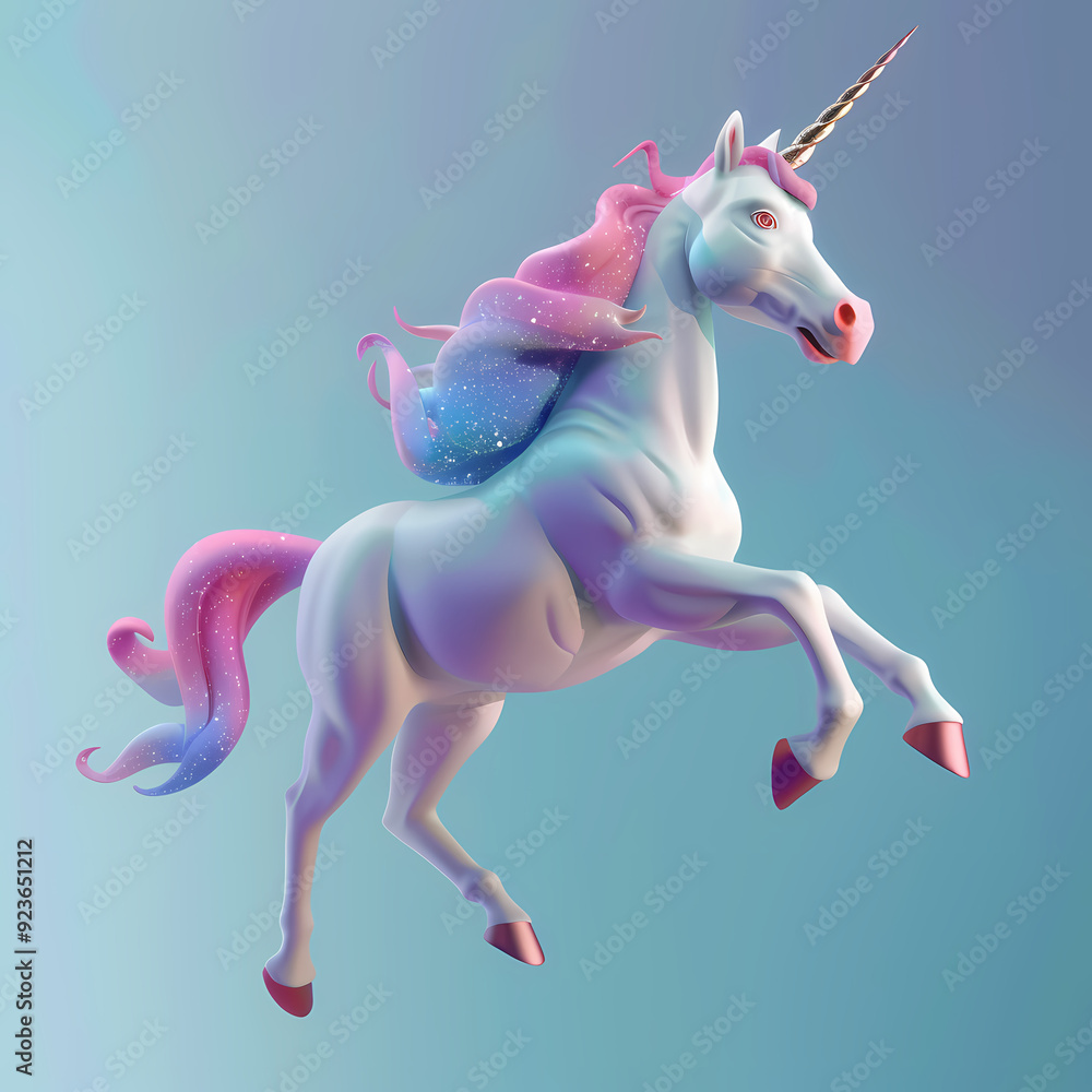 3D unicorn in white background vector image 3D unicorn in white background vector image