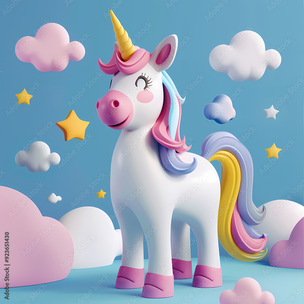 3D unicorn in white background vector image 3D unicorn in white background vector image