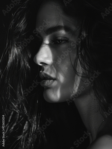 Wallpaper Mural Close-up Portrait of a Young Woman in Monochrome Torontodigital.ca