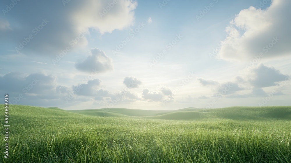 A field of grass with a clear blue sky above A field of grass with a clear blue sky above