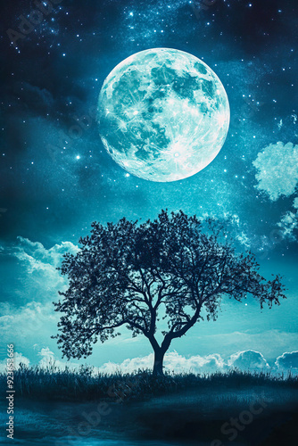 Vertical Generic Book Cover., Moon and Tree