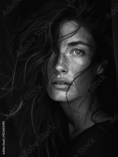 Wallpaper Mural Intense Portrait of a Young Woman in Monochrome Torontodigital.ca