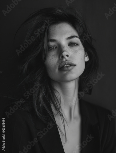 Wallpaper Mural Elegant Young Woman in Monochrome Portrait Torontodigital.ca