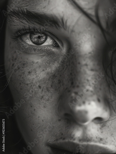 Wallpaper Mural Close-up Portrait of a Young Woman with Freckles Torontodigital.ca