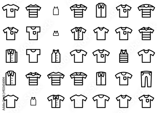 Set Of Clothing Isolated Silhouette Solid Icons With Clothes,Top,T-Shirt,Jersey,Shirt Vector Icons Illustration Collection