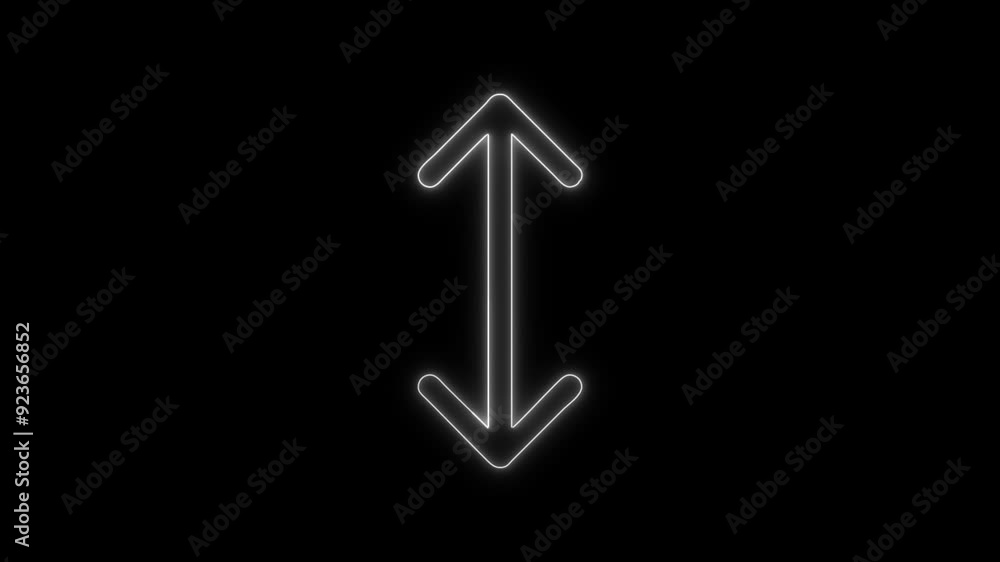 Double Arrow Vertical Icon - 4K Animated Design with Linear Symbol on Black Background