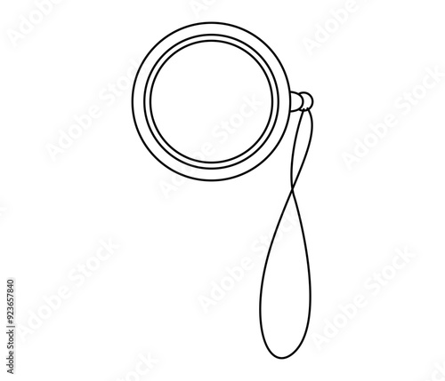 Hand drawn cute outline illustration of monocle. Flat vector old fashioned single eyeglass in doodle style. Gentleman style glass icon or print. Searching for opportunity. Strategy analysis. Isolated.