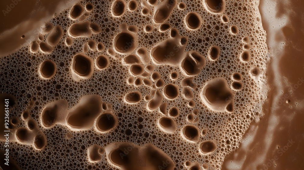 Artistic Portrayal of a Chocolate Protein Shake: Abstract Patterns Formed by Protein Powder Mixing into the Liquid Artistic Portrayal of a Chocolate Protein Shake: Abstract Patterns Formed by Protein Powder Mixing into the Liquid