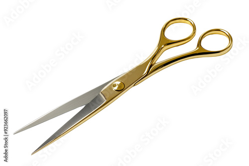 Golden Scissors with Sharp Blades cut out transparent isolated on white background PNG file