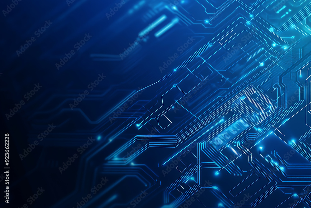 Vector illustration of a blue circuit board background featuring abstract digital tech patterns, with ample space for text or titles.
Vector illustration of a blue circuit board background featuring abstract digital tech patterns, with ample space for text or titles.