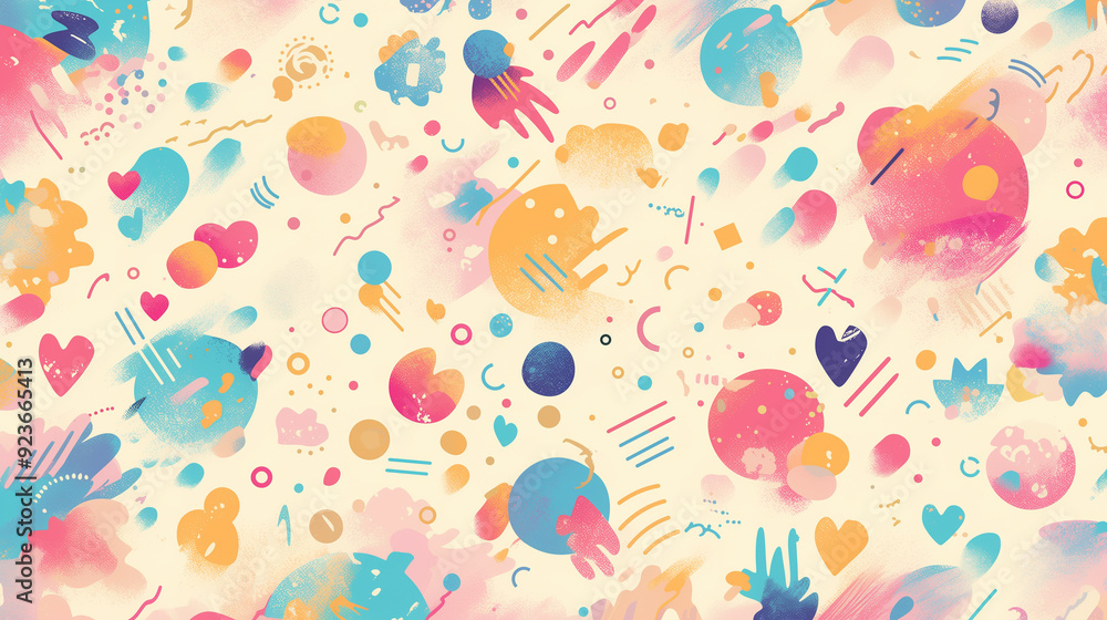 Cute doodle pattern background with abstract shapes and dots. Modern vector pattern for Banner, Flyer, Cover... Cute doodle pattern background with abstract shapes and dots. Modern vector pattern for Banner, Flyer, Cover...